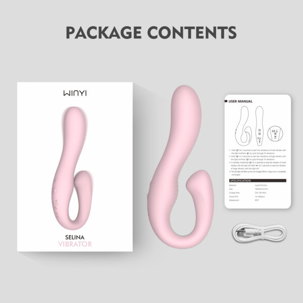 WY0624 Selina-Woman Adult Clitoris Stimulate G Spot Double Motors Vibrator Strapless Strap On Dildo For Lesbian-produced by WINYI sex toy manufacturer