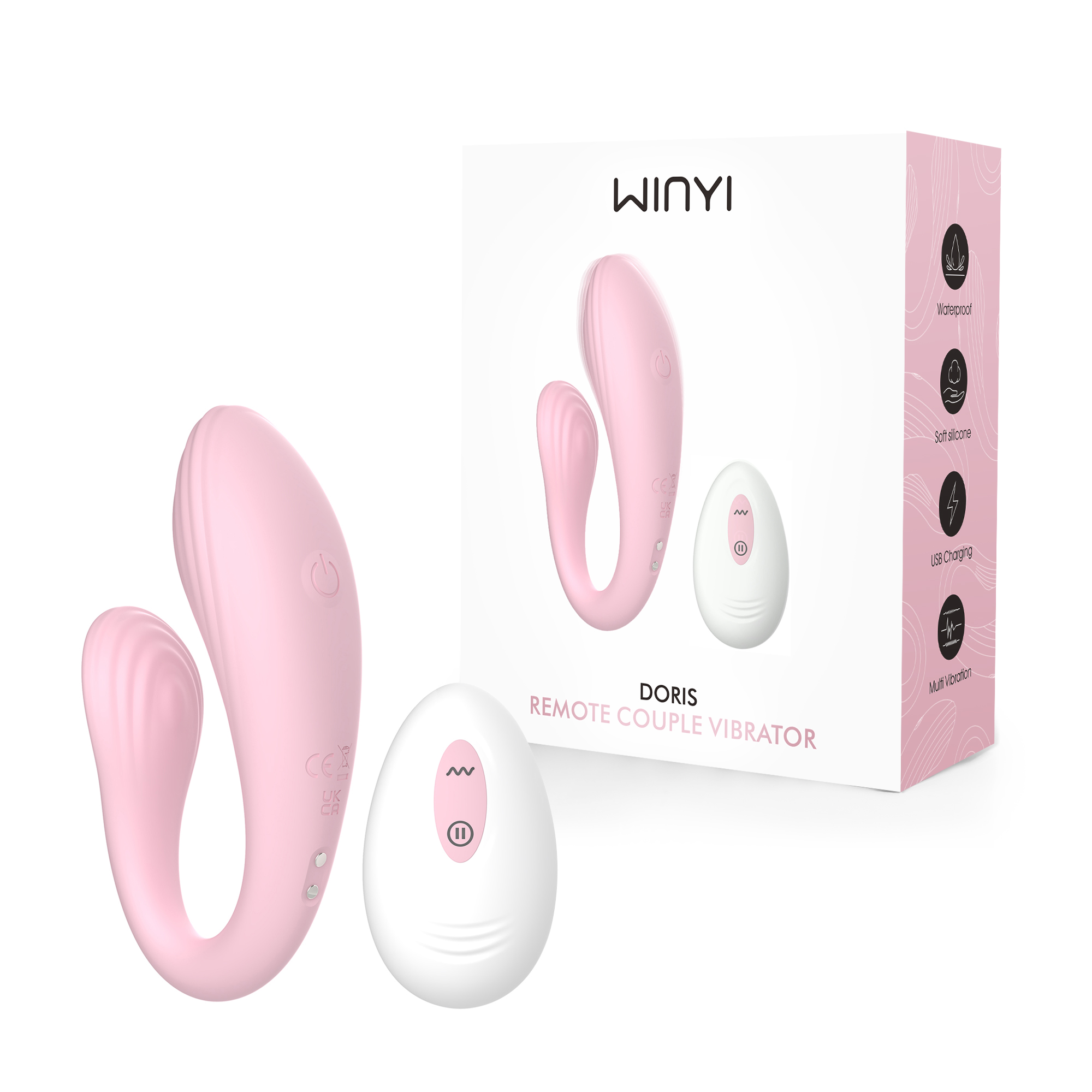 Wy0614 Doris-OEM Remote Control C Shape Couple Egg Vibrator produced by WINYI sex toy manufacturer